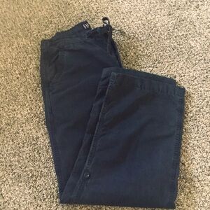 Unisex GAP drawstring, button fly wide leg Rollup Pants parachute navyBlue pants